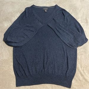 Banana Republic Luxury Blend Silk Cotton Cashmere V Neck Sweater Blue Size XL